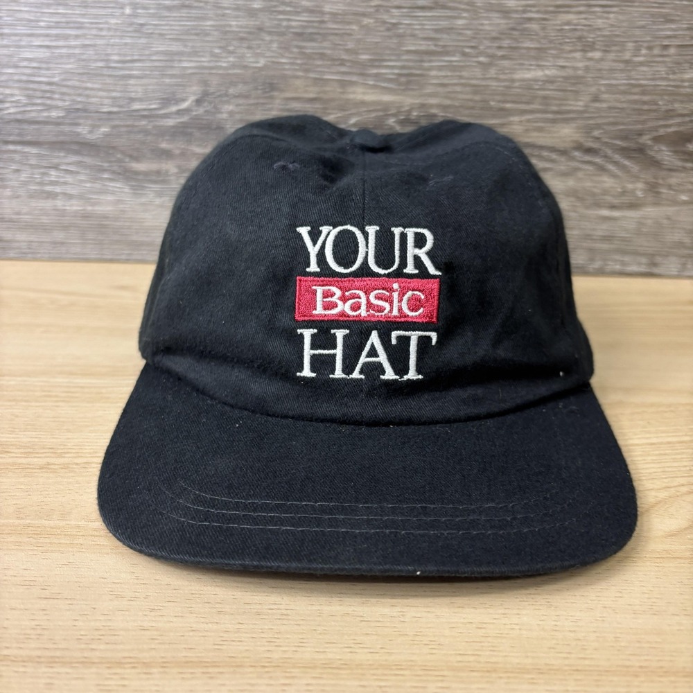 Vintage Your Basic Hat Hat Cap Snap Back Black Box Logo Embroidered Mens 90s